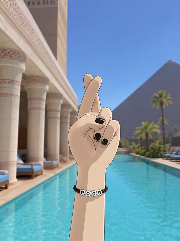 Green hand, sunset field